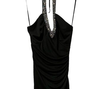 Long elegant halter dress with rhinestones